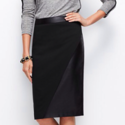 Ann Taylor Petite Faux Leather Paneled Pencil Skirt